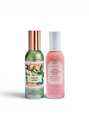 NEW 2-Pc Bath & Body Works SPRING APPLE & APPLE CINNAMON SPICE Room Spray Bundle